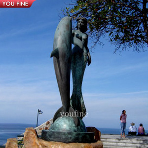 YOUFINE Statua di Sirena e Sirena Umanoide in Bronzo a Grandezza Naturale, Patina Bicolore per Decorazioni da Spiaggia - Product Image 4