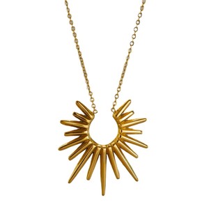 Cadena de clavícula abierta de acero de titanio Retro americano europeo nueva moda collar con colgante de girasol creativo geométrico - Product Image 3