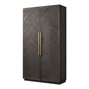 RH美式复古实木衣柜法国古董做旧两门挂衣柜卧室开门储物柜定制