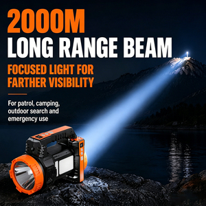 WOSEN Lampe torche longue portée 2000m avec affichage numérique, pour camping, urgence, patrouille, batterie solaire Li-ion, 2000 lumens, projecteur - Product Image 3