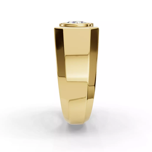 Anillo de Sello para Hombre SGARIT de Oro Amarillo Sólido de 14K con Diamante Cultivado en Laboratorio de Corte Redondo de 1CT, Banda con Engaste de Bisel para Uso Diario - Product Image 2