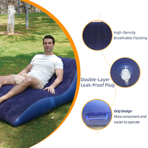 Inflatable <strong>Sofa</strong> <strong>Air</strong> Chair Flocked <strong>Lounge</strong> Couch <strong>Bed</strong> Bean Bag Modern Design PVC for Travel Camping Hiking Backpacking Indoor - Product Image 3