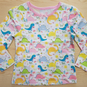 เสื้อยืดแขนยาวเด็กผู้หญิง แบรนด์บังคลาเทศ พิมพ์ลายไดโนเสาร์เต็มตัว หลายสี ผ้าฝ้าย สำหรับฤดูใบไม้ผลิ อายุ 2/3-15/16 ปี 3500 - Product Image 3