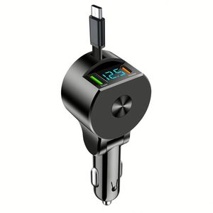 Retractable 75W USB Car Charger Fast <b>Charging</b> 3 in 1 PD Car Mobile Phone Charger With <b>Type</b> <b>C</b> <b>Cable</b> - Product Image 1