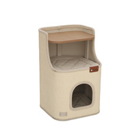 Lit carré pour chat en sisal et polyester, seau à gratter, emballé en carton, pour petits chats, design minimaliste peu encombrant, pour salon intérieur
