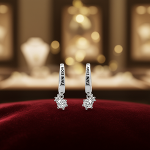 Orecchini a Cerchio Fanielion in Oro Bianco con Cristalli a Forma di Stella, Design Minimalista per Uso Quotidiano Femminile - Product Image 2