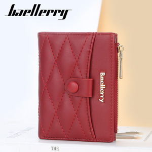 Baellerry Women's Short Wallet Pu Leather Embroidered Clasp Zipper Coin <b>Purse</b> Multifunctional Everyday Use - Product Image 3