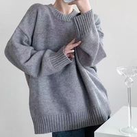 Pull en cachemire pour femme, couleur unie, respirant, élégant, pour l'automne et l'hiver, col rond, tricot ample