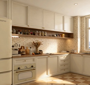 ตู้ครัวบานเลื่อนอัจฉริยะ BALOM แบบสั่งทำพิเศษ |   ชุดโมดูลสำเร็จรูป |   ห้องครัวสไตล์วินเทจพร้อมไอส์แลนด์สำหรับพื้นที่ที่อบอุ่นและมีเสน่ห์ - Product Image 6