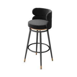 Taburetes de Bar Ajustables de Terciopelo para Hoteles Comerciales Modernos, Muebles de Bar Giratorios, Altura de Barra, <span class=keywords><strong>Cocina</strong></span>, Comedor, Sala de Estar, Metal Negro - Product Image 1