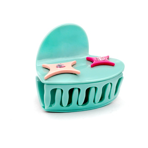 CANYUAN Pinces à cheveux pour femmes en acétate de haute qualité, forme de cœur bleu, 6,3 cm, avec strass, mignonnes et tendance, avec logo personnalisé - Product Image 4