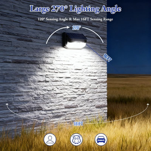Lot de 2 lampes murales solaires à détecteur de mouvement 178 LED, 270 °   Lampe de sécurité extérieure étanche à grand angle pour jardin, garage, patio - Product Image 4