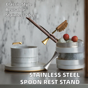 Traditional Stainless Steel Reusable Spoon Rest <b>Chopsticks</b> Fork Cutlery <b>Holder</b> Stand Matte Finish Kitchen Home Restaurant Table - Product Image 2