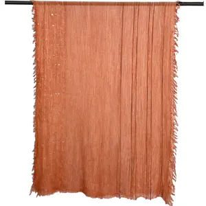 Wholesale Custom Islamic Women Hand Dye Viscose Bandana Scarf Jersey Sequin Cotton Khimar Hijab Stripes Head Shawls Tassels 2024
