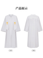 Robe liturgique blanche et noire pour prêtre, costumes médiévaux, robes de clergé avec croix, robe de nonne pour Halloween, carnaval, fête, église catholique
