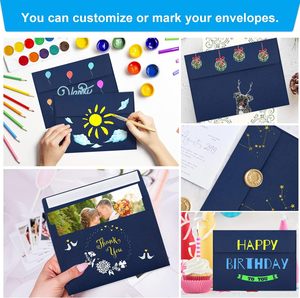 Tùy chỉnh có thể in A7 màu xanh có thể tái chế giấy mời phong bì tự con dấu bưu thiếp cho đám cưới và các sự kiện - Product Image 5