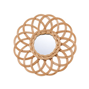 Rattan Woven <b>Mirror</b> Round Natural Color Handmade Wall <b>Hanging</b> Decorative <b>Mirror</b> For Home Dressing Table Minimalist Style - Product Image 4