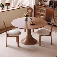 Hochwertige Kleine Esszimmer-Garnitur mit Tisch und Stühlen im Italienischen Retro-Stil aus Massivholz mit Drehteller für Moderne Kleine Wohnungen