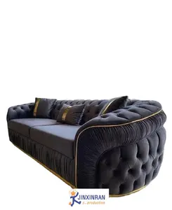 Роскошный современный дизайн элегантный диван Трехместный досуг простой дизайн chesterfield бархатные шезлонги