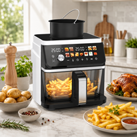 Friteuse à air chaud 5L à induction, double alimentation, 11 programmes prédéfinis, contrôle tactile, avec panier vapeur, pour usage domestique - Offre Spéciale