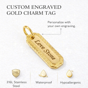 Collar de Acero Inoxidable Personalizado con Dije y Logotipo Grabado, Zirconia Cúbica 5A, Impermeable e Hipoalergénico - Product Image 4