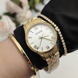 Montre à Quartz Élégante et Antique pour Femme, Montre Tendance avec Diamants, en Acier Inoxydable et Cuir, Verre, Reloj Mujer, Cadeau Idéal - Vente Flash - Product Image 1