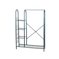 Porte-vêtements moderne en métal avec étagères de rangement, armoire autoportante pour entrée, organisateur de hall d'entrée, porte-chaussures ouvert pour chambre et sacs