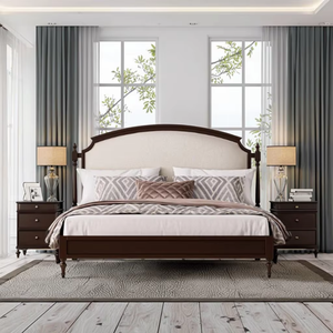 Cama Queen de tablero multicapa de madera maciza de nogal sudamericano de lujo con tapicería de cuero Napa estilo suave para dormitorio - Product Image 6