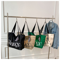 Nouvel Arrivage Sac Fourre-tout en Toile pour Femme Grande Capacité Sac à Bandoulière Imprimé Lettres Sac de Shopping Décontracté Vente en Gros OEM ODM