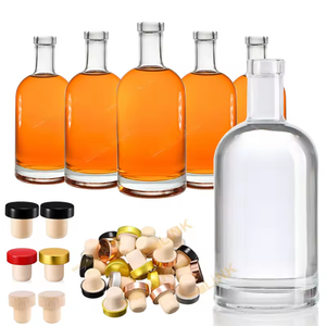 Botellas de vidrio de licor elegantes con logotipo personalizado de alta calidad 50ml 100mL 200ml 500ml 750ml para whisky <span class=keywords><strong>Bourbon</strong></span> Gin-Tamaño personalizado - Product Image 1