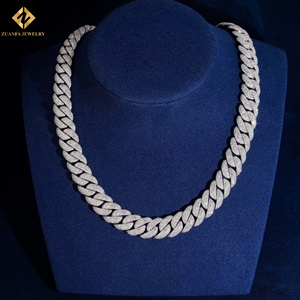 Chaîne cubaine pour homme en argent 925 certifiée GRA, avec moissanite de 14 mm, plaquée rhodium, style hip-hop, taille brillant rond, micro-incrustation - Product Image 5