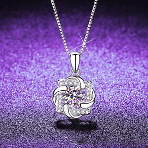 9 Fashion Dainty desainer Rhodium berlapis tidak ternoda kincir angin liontin 925 Perak potongan bulat 1CT VVS Moissanite kalung - Product Image 2