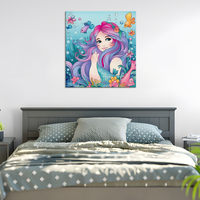 Vente chaude mer monde sirène peinture en aérosol mur art mural impression peinture pour la maison chambre décor