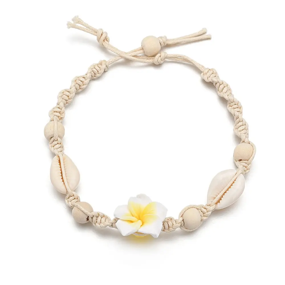 Hot verkoop zee strand fashion hand made shell kralen enkelband voor vrouwen plumeria sieraden