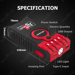 <strong>12V</strong> 12000mAh Lithium <strong>Battery</strong> <strong>Booster</strong> Pack 400A Peak 1000+ Recharge Cycles Compact Design Motorcycle Jump Starter - Product Image 3