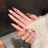 Faux ongles français réutilisables à presser, motif ciel étoilé transparent de Noël, 5,0 cm de longueur, forme carrée/en C/en tube