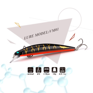 Jerkbait พลาสติก VM01น้ำจืดแบบใหม่เหยื่อตกปลาแบบจมน้ำ10กรัมเหยื่อตกปลาแบบแข็งแบบปรับแต่งได้ - Product Image 6