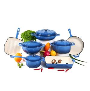 Ensemble de 7 casseroles et poêles en fonte émaillée antiadhésive avec couvercles, poêle à frire, casserole, compatible four jusqu'à 500°F °   Pour toutes les plaques de cuisson - Product Image 1