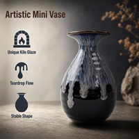 Mini vase en céramique vintage émaillé, forme poire, col évasé, petite taille, pour décoration d'étagère de salon, motif personnalisé, en stock