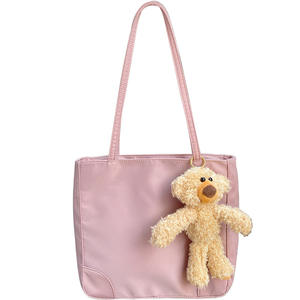 Bolso de hombro de tela Oxford de nailon, bolso de mano informal simple impermeable para mujer, para desplazamientos diarios, color rosa - Product Image 5