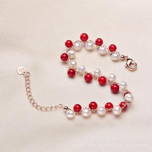 สร้อยข้อมือไข่มุกน้ำจืดแท้ขายส่ง สำหรับผู้หญิง ขายตามแผงลอย งานแสดงสินค้า งานฝีมือ สร้อยไข่มุกจูจี้ - Product Image 2