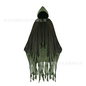 Hsx Cape d'Halloween noire effilochée à capuche, taille unique, pour accessoires de fête - Product Image 3