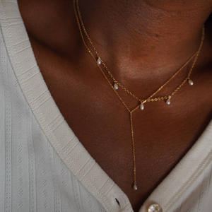 SongYi kadın zarif moda y-şekilli püskül uzun tatlı su inci köprükemiği zincir kolye - Product Image 2