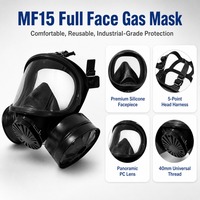 Masque respiratoire industriel réutilisable en silicone avec lentille panoramique anti-buée filetée de 40 mm, double filtre réglable à 5 points et boîtier intégré