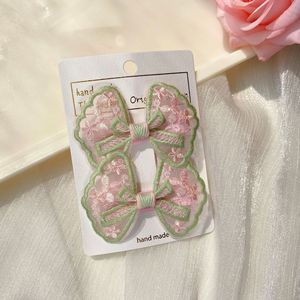 Children's lace embroidered <b>bow</b> hair <b>clip</b>, Korean style, candy-colored duckbill <b>clip</b>, fabric side bangs <b>clip</b>. - Product Image 4