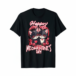 T-shirt Saint-Valentin pour chat - Coton - Motif cœur mignon - Tenue ludique pour amoureux des chats - Vêtement d'intérieur - Product Image 1