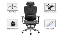 Chaise de bureau ergonomique à dossier haut en maille, chaise de direction avec massage, accoudoirs 4D, vérin à gaz et fonction inclinable pour cadre dirigeant
