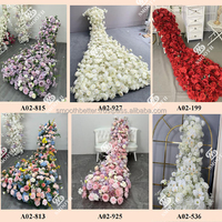 Arrangement de fleurs artificielles en soie décoratives pour mariage, chemin de table en roses rose vif, décoration de fond