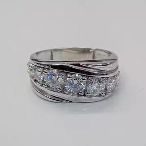 Anillo fino de moissanita original para hombre, regalo de aniversario de boda de compromiso de plata 925 para padre, hermano o marido - Product Image 1