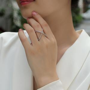 Joyería fina VVS D Color Moissanite Diamond Anillos DE BODA X Shape S925 Sterling Silver White Gold Plated <span class=keywords><strong>Promise</strong></span> Rings para mujeres - Product Image 4